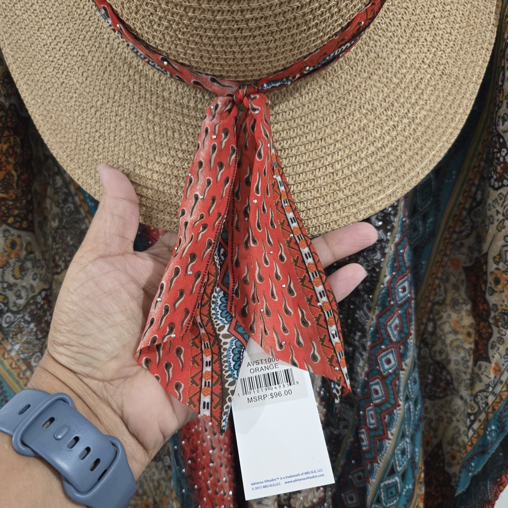 NEW Adrienne Vittadini Kimono & Hat Cover up Set Rhinestones Luxury Boho Summer - Picture 4 of 13